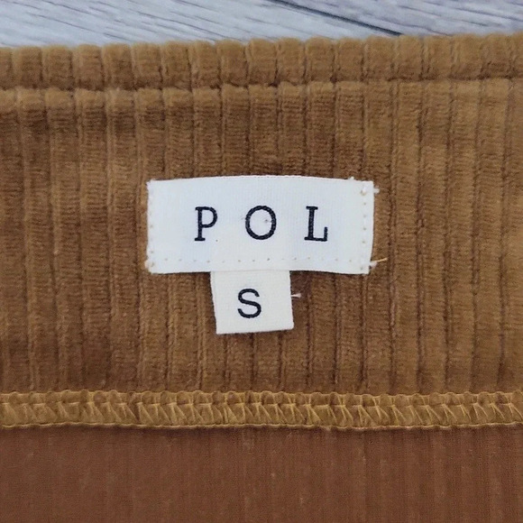 Pol Anthropologie Womens S‎ Corduroy Skirt Dark Tan Zipper Rivet Mini A Line - Picture 4 of 7